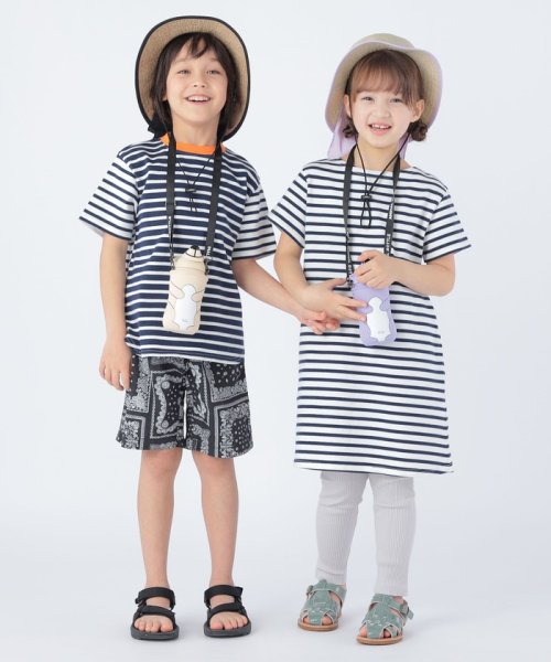 SHIPS KIDS:100～130cm / オーガニック コットン ボーダー Aライン ワンピース