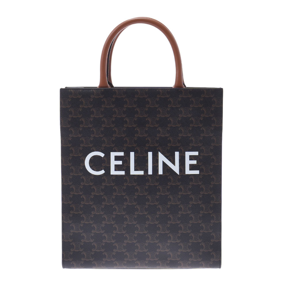 CELINE セリーヌ トリオンフ バーティカルカバ  スモール 2WAYバッグ ブラウン レディース PVC/レザー ハンドバッグ 新同 中古 