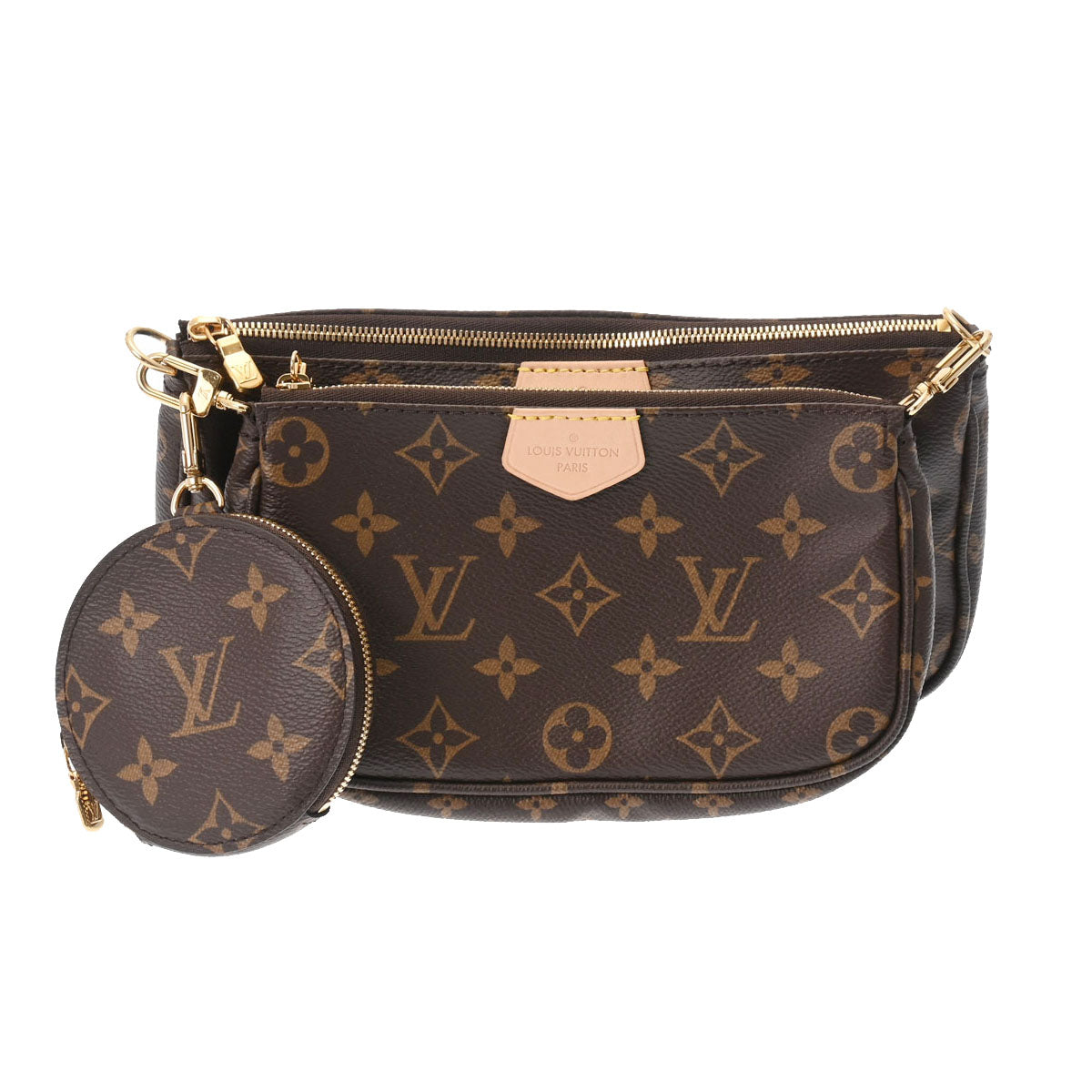 LOUIS VUITTON ルイヴィトン モノグラム ミュルティ ポシェット アクセソワール カーキ M44813 レディース モノグラムキャンバス ショルダーバッグ Aランク 中古 