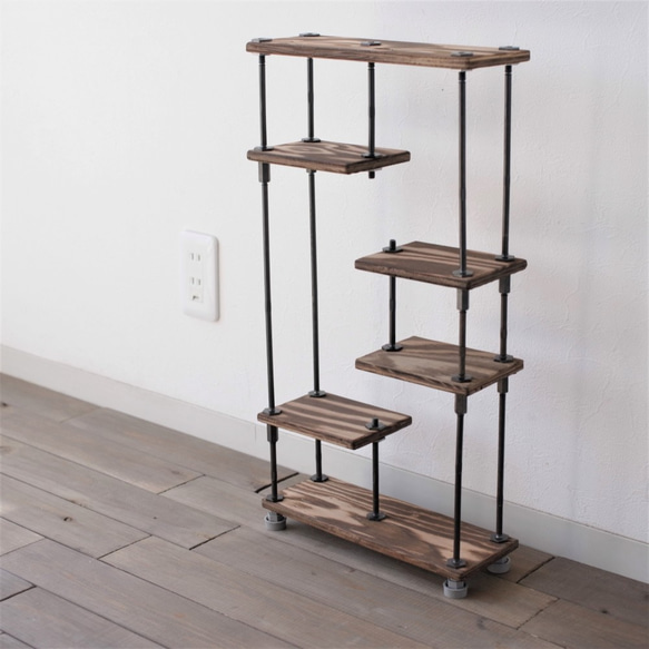 SALE10％off【即納＆送料無料】wood iron shelf 550*300*110〈ブラウン〉