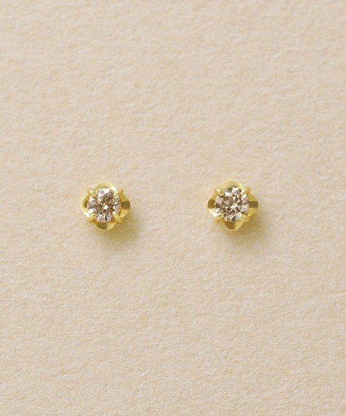 [セカンドピアス]K18 ブラウンダイヤモンドピアス0.08ct