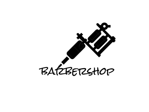 barbershop & tattooマシーン ロゴdesign