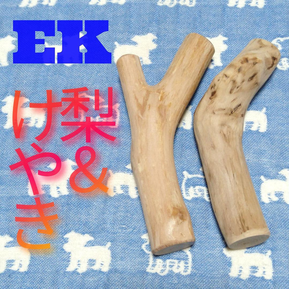 EK.けやき梨の木新品.犬用おもちゃ、小さめ中型犬向け歯固め、かじり木