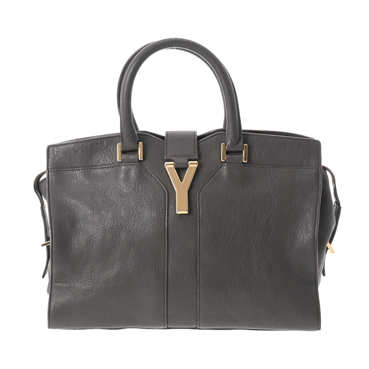 YVES SAINT LAURENT イヴサンローラン カバスシック グレー ゴールド金具 400666 レディース カーフ ハンドバッグ Bランク 中古 