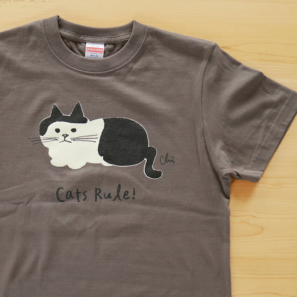 Tシャツ「前髪猫」 チャコール