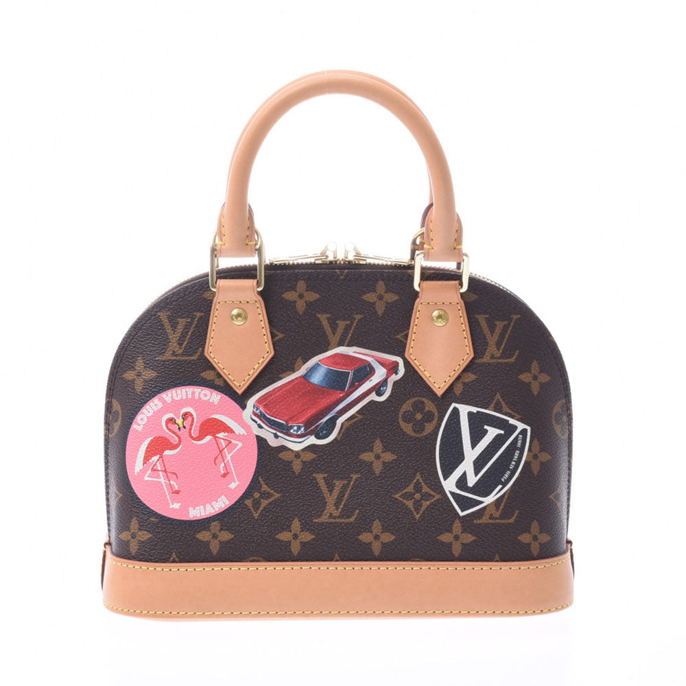 LOUIS VUITTON ルイヴィトン モノグラム アルマBB ワールドツアーステッカー 2WAYバッグ ブラウン M43230 レディース レザー ハンドバッグ ABランク 中古 