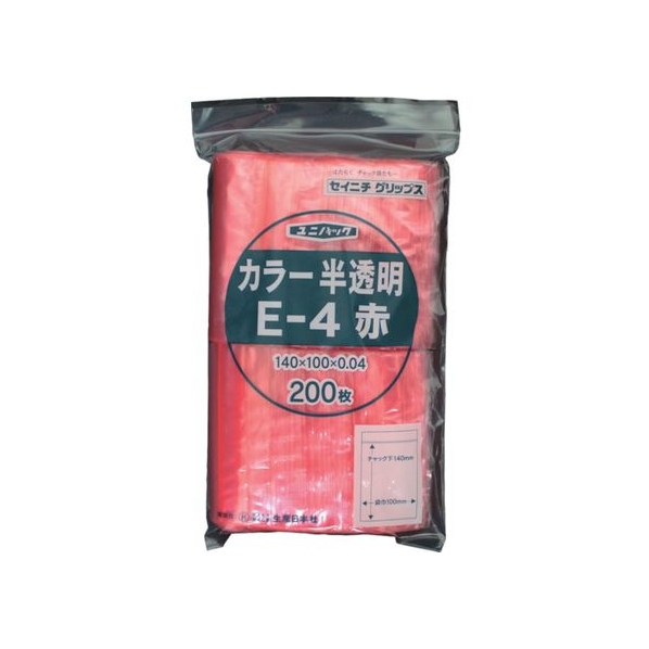 生産日本社（セイニチ） 「ユニパック」 E-4 赤 140×100×0.04 200枚入 FC700FV-3667448