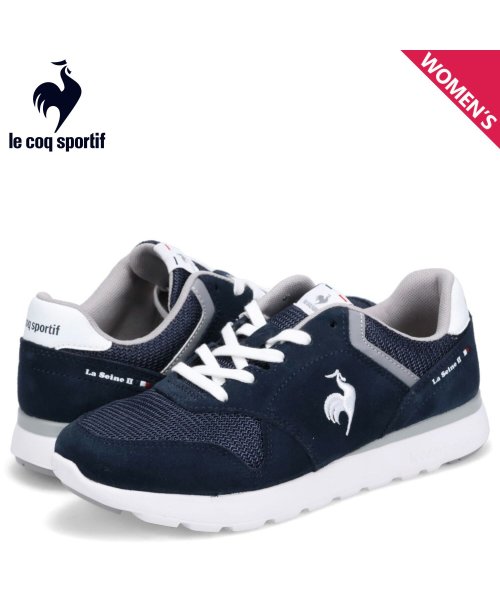 ルコック スポルティフ le coq sportif スニーカー ラ セーヌ 2 ワイド レディース 軽量 スエード LA SEINE II WIDE ネイビー