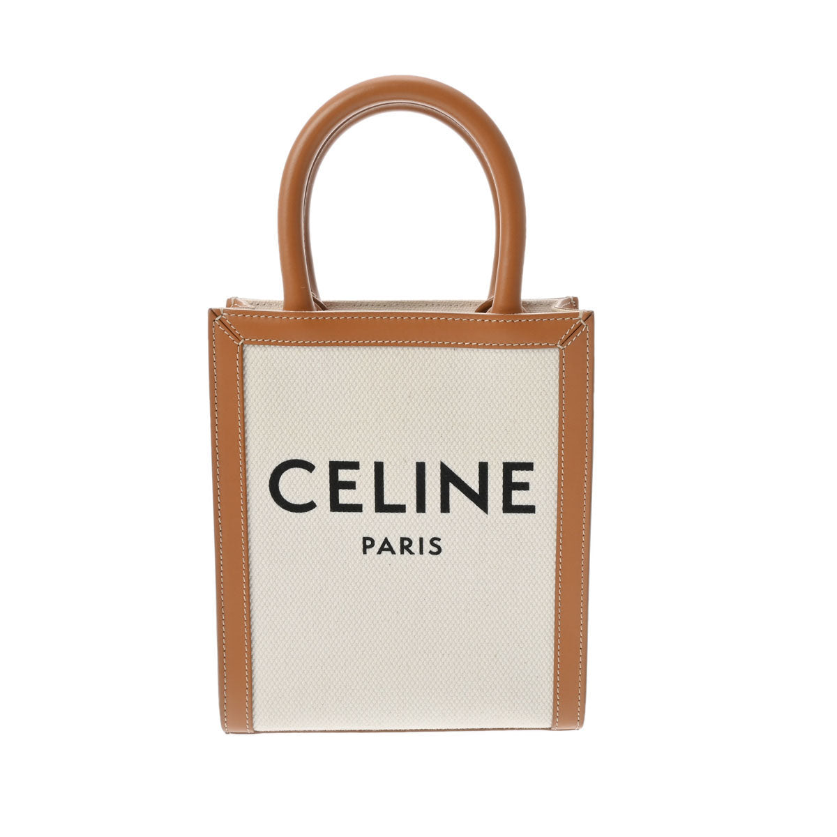 CELINE セリーヌ ミニ バーティカルカバ 2WAY ナチュラル/タン 193302 レディース キャンバス/レザー ハンドバッグ Aランク 中古 