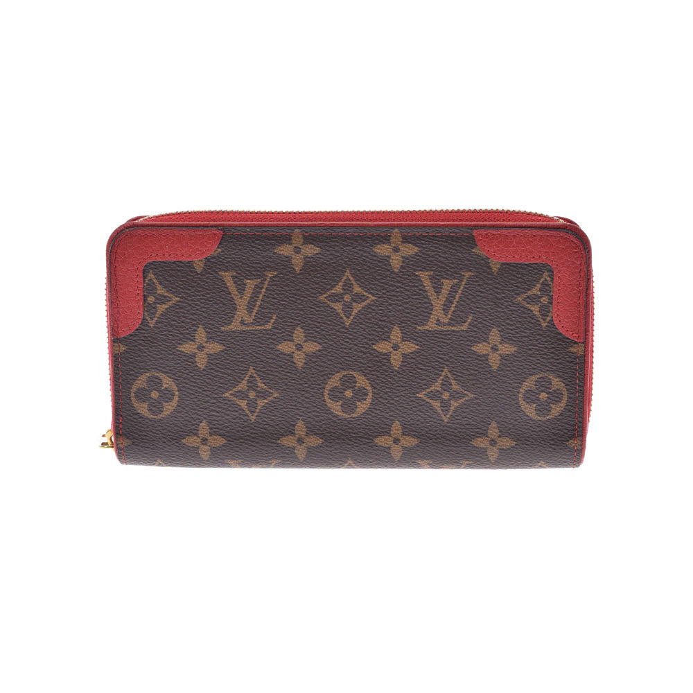 LOUIS VUITTON ルイヴィトン モノグラム ジッピーウォレット レティーロ  スリーズ(赤) M61854 レディース モノグラムキャンバス 長財布 ABランク 中古 