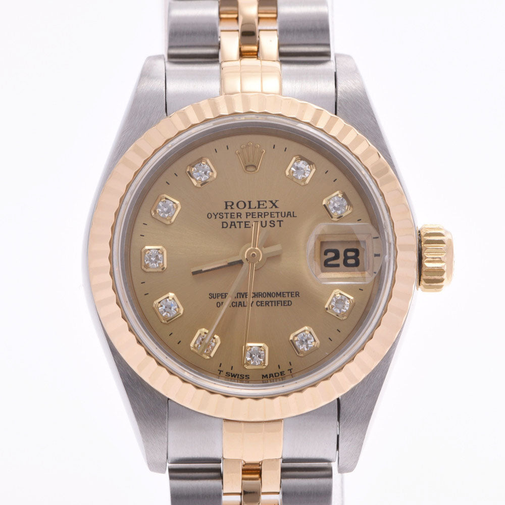 ROLEX ロレックス デイトジャスト 10Pダイヤ 69173G レディース YG/SS 腕時計 自動巻き シャンパン文字盤 Aランク 中古 