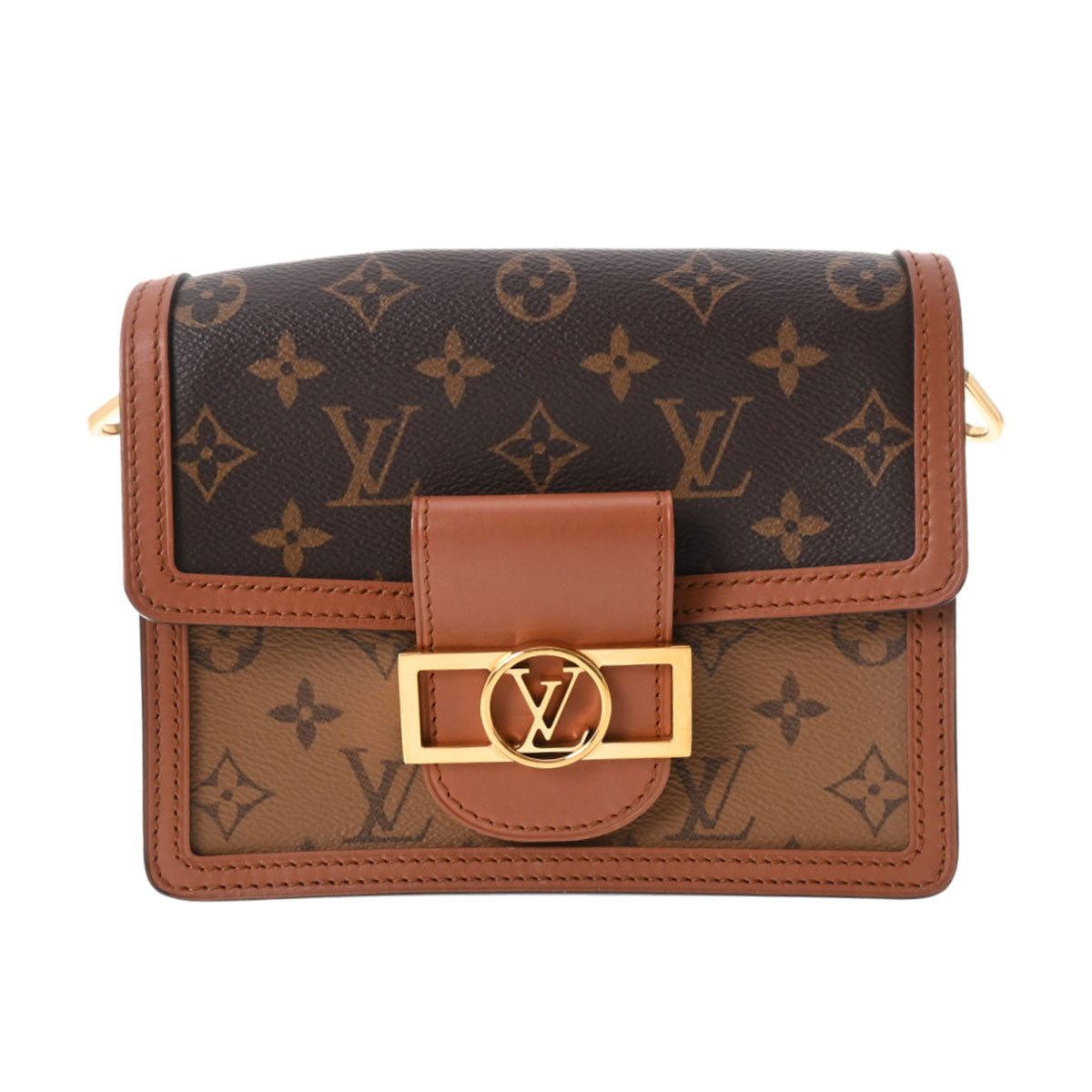 【2025年度カレンダ】LOUIS VUITTON ルイヴィトン モノグラム リバース ドーフィーヌ MINI ブラウン M68746 レディース モノグラムキャンバス モノグラムリバース ショルダーバッグ Aランク 中古 _画像1