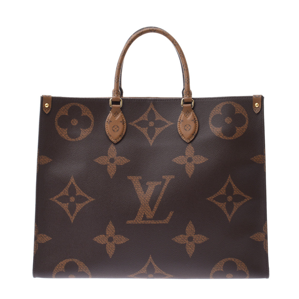 LOUIS VUITTON ルイヴィトン ジャイアントモノグラム オンザゴーGM リバース ブラウン M45320 ユニセックス モノグラムリバースキャンバス 2WAYバッグ Aランク 中古 