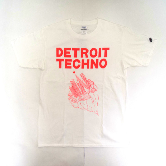 テクノTシャツ「デトロイトテクノ（DETROIT TECHNO）」ホワイト Mサイズ WATERFALLオリジナル