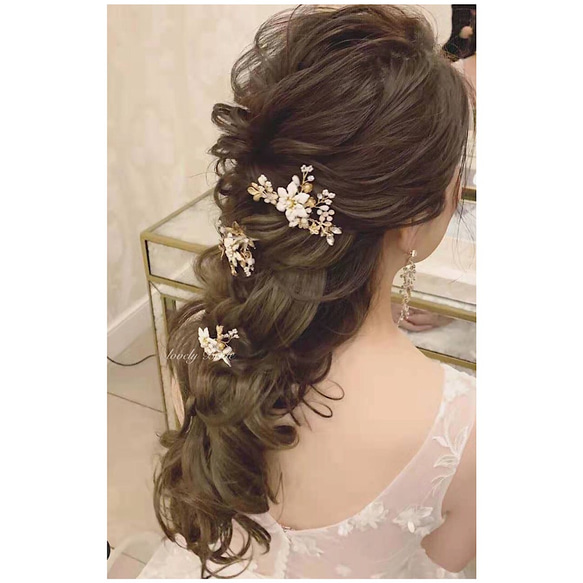 ヘアアクセサリー（3セット)、ブライダル、ウェディング、結婚式、お呼ばれ、髪飾り、ヘッドドレス、前撮り、発表会