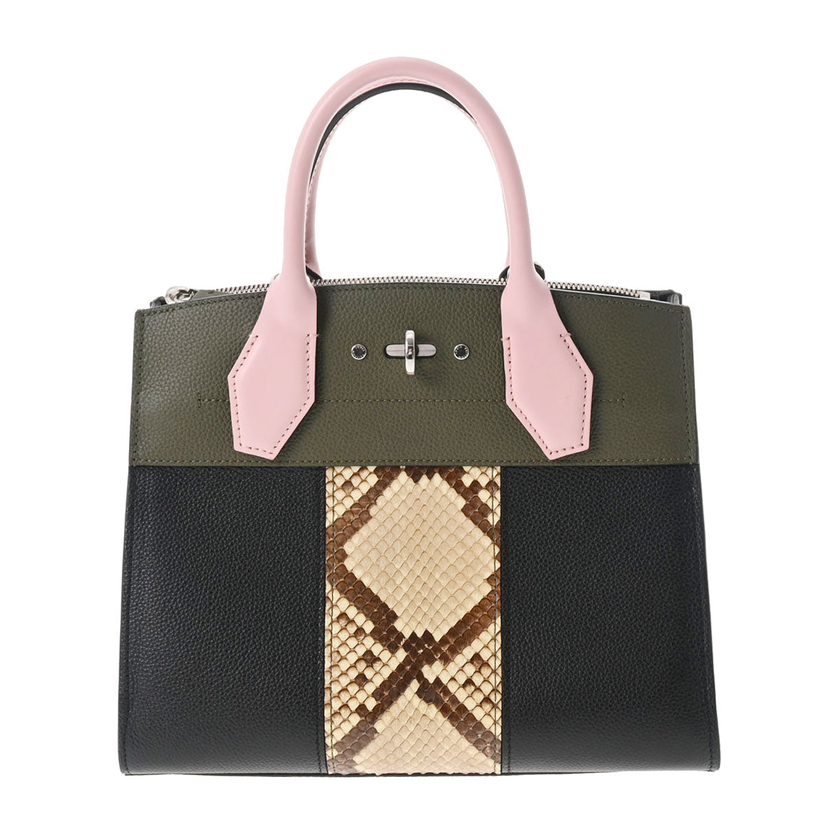 LOUIS VUITTON ルイヴィトン シティスティーマー PM 2WAY ピンク/カーキ/黒 レディース トリヨンレザー パイソン ハンドバッグ 新同 中古 