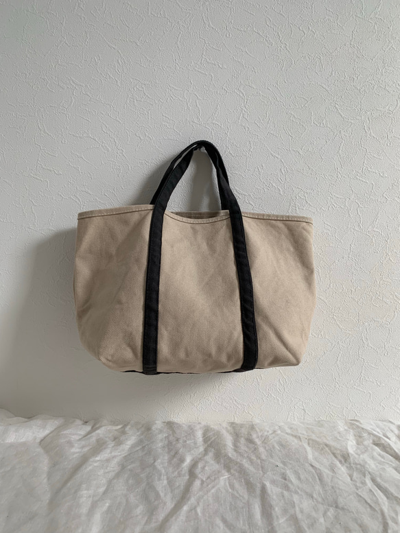 帆布 おでかけTOTE (MS) アイボリー×ダークグレー