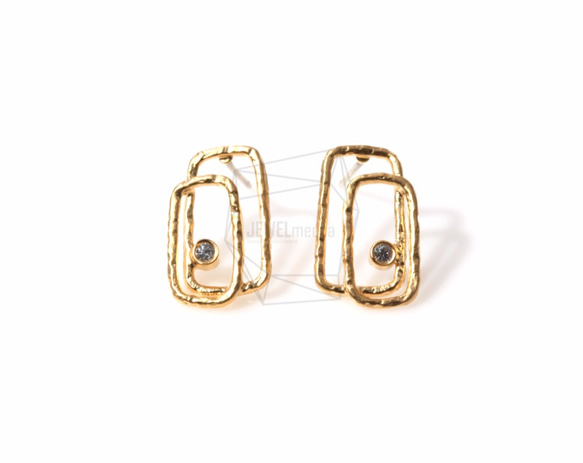 ERG-335-MG【2個入り】ダブルスクエアピアス,Double Square Earring with CZ