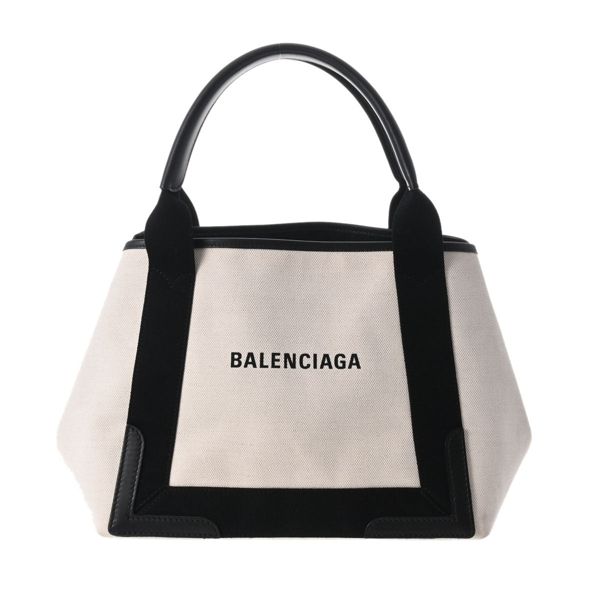 BALENCIAGA バレンシアガ ザ ネイビーカバス 白/黒 シルバー金具 339933 レディース キャンバス ハンドバッグ ABランク 中古 