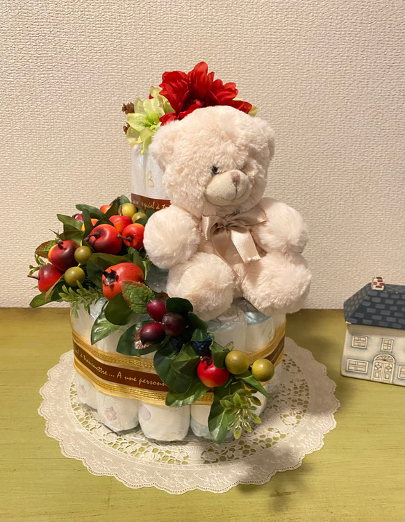 おむつケーキ2段クリスマスプレゼントにも❣️