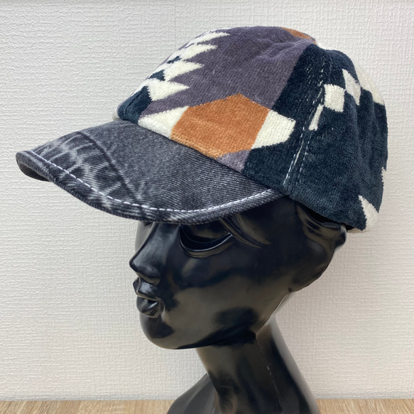 【リメイク】denim&pendletonキャップ D